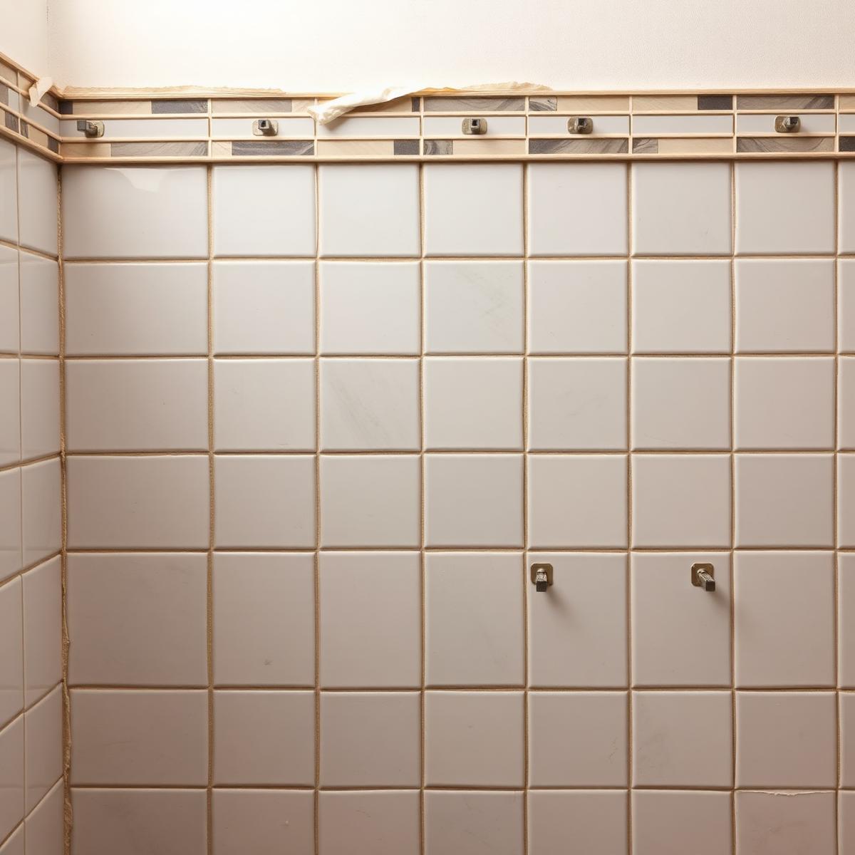 Bathroom wall tiling in progress in South London