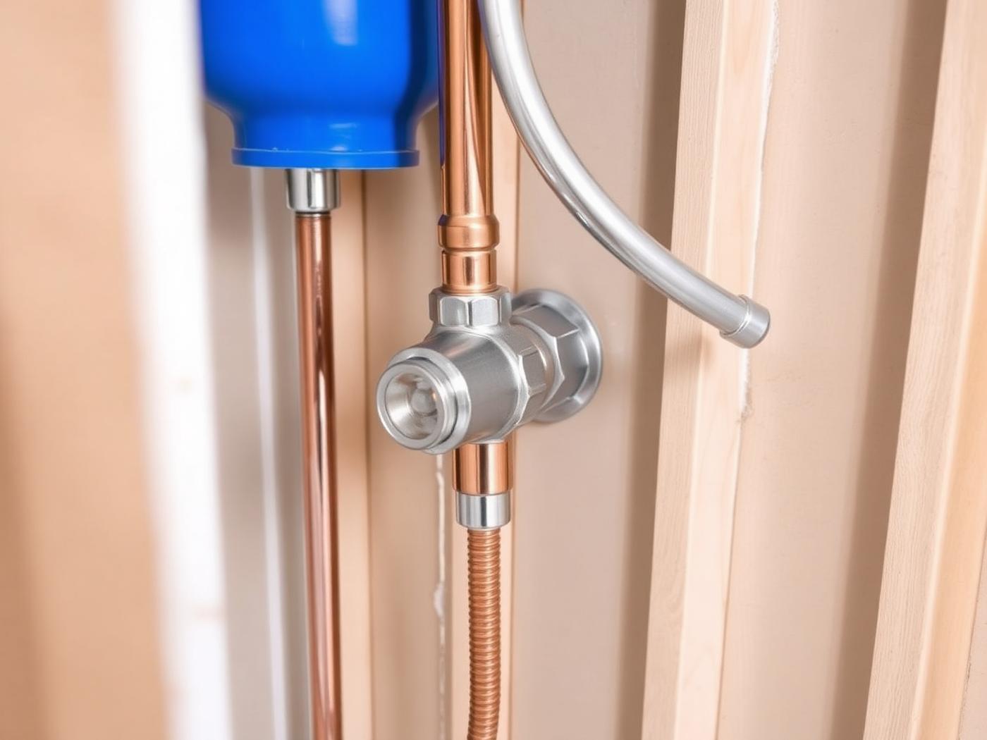New shower valve and copper pipework first fix behind a stud wall