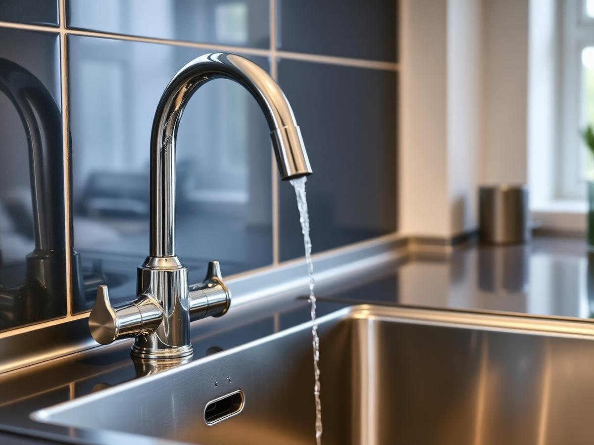 New chrome mixer tap and sink fitted in a Croydon kitchen
