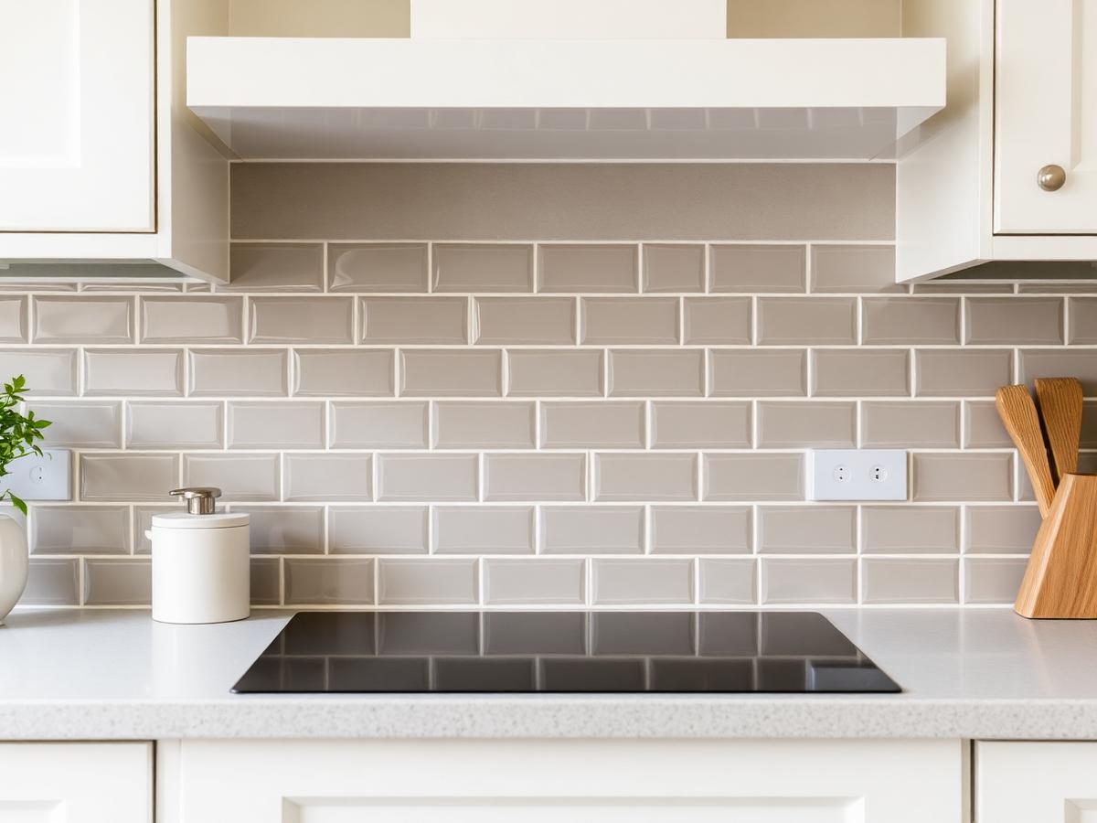 Finished metro tile kitchen splashback in Croydon